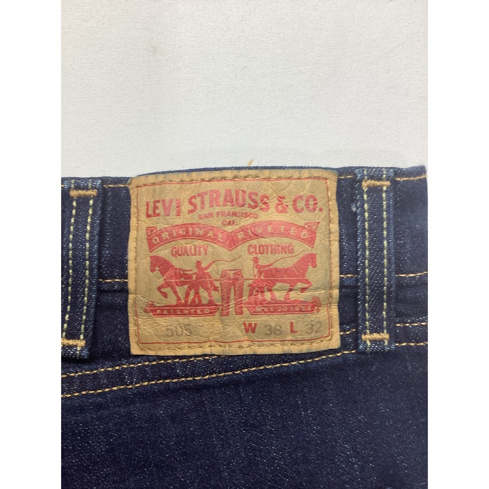 Levis 505 Regular Fit Mens Dark Indigo Blue Straight Leg Jeans 38x32 New NWT - Picture 6 of 6